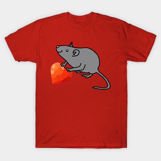 Cute Valentines Day Rat with Red Heart T-Shirt by ellenhenryart